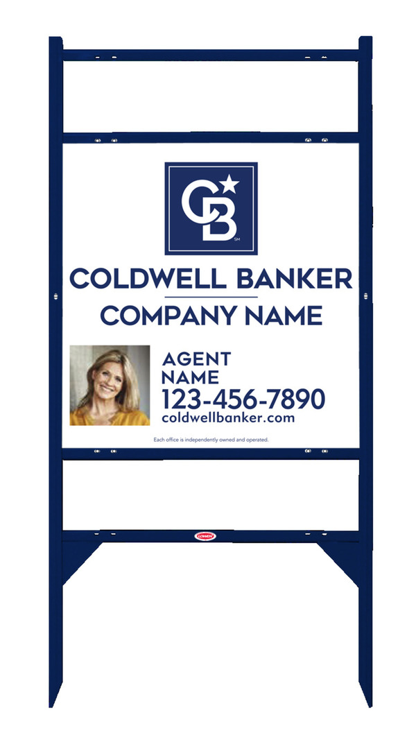 Angle Iron Frame w 2 Rider Inserts and Agent Photo Sign Panel Unit, 24h x 24w, .040 Aluminum