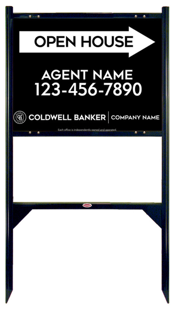 Angle Iron Frame and Agent Open House Sign Panel Unit, 18h x 24w, Steel
