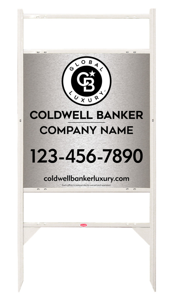 Angle Iron Frame w 2 Rider Inserts and Office Sign Panel Unit, 25h x 24w, Brushed Aluminum Composite