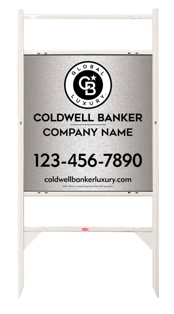 Angle Iron Frame w 2 Rider Inserts and Office Sign Panel Unit, 25h x 24w, Brushed Aluminum Composite