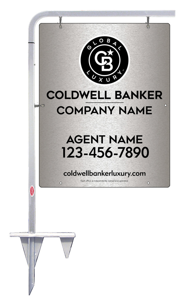 Tubular Stake and Agent Sign Panel Unit, 30h x 24w, Brushed Aluminum Composite