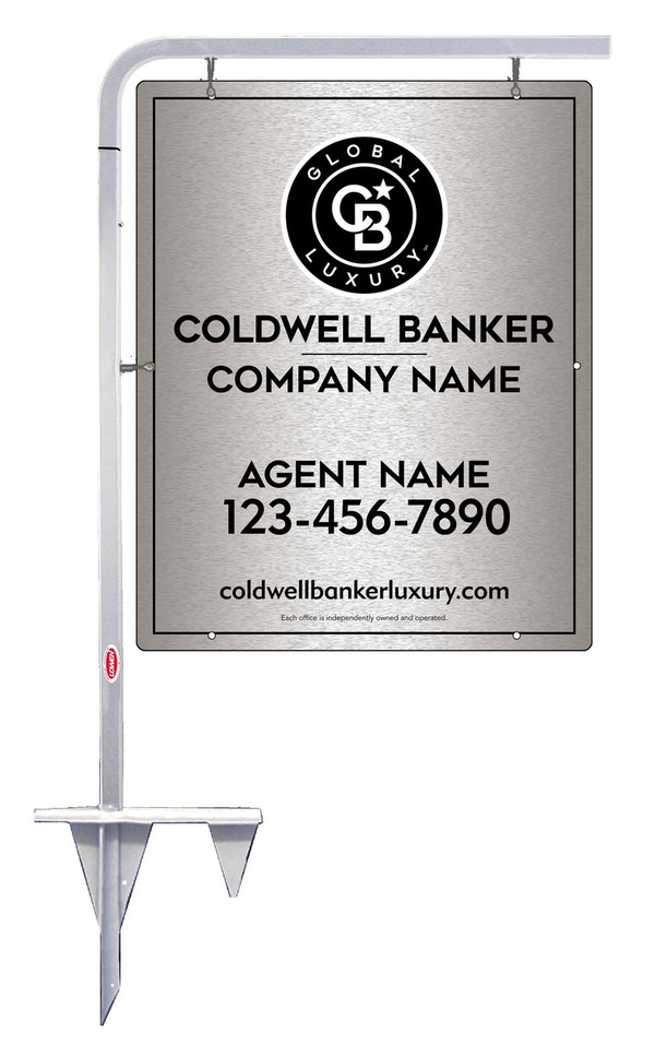 Tubular Stake and Agent Sign Panel Unit, 30h x 24w, Brushed Aluminum Composite