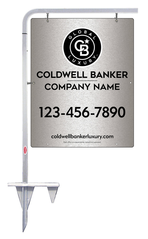 Tubular Stake and Office Sign Panel Unit, 30h x 24w, Brushed Aluminum Composite