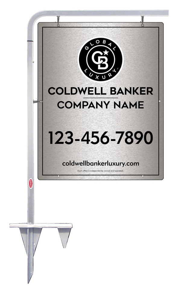 Tubular Stake and Office Sign Panel Unit, 30h x 24w, Brushed Aluminum Composite