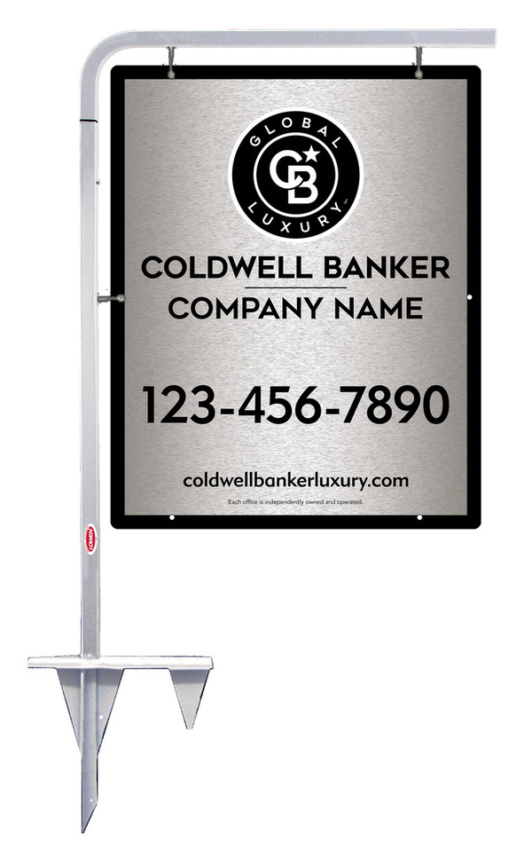 Tubular Stake and Office Sign Panel Unit, 30h x 24w, Brushed Aluminum Composite
