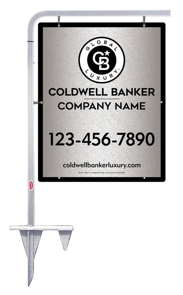 Tubular Stake and Office Sign Panel Unit, 30h x 24w, Brushed Aluminum Composite
