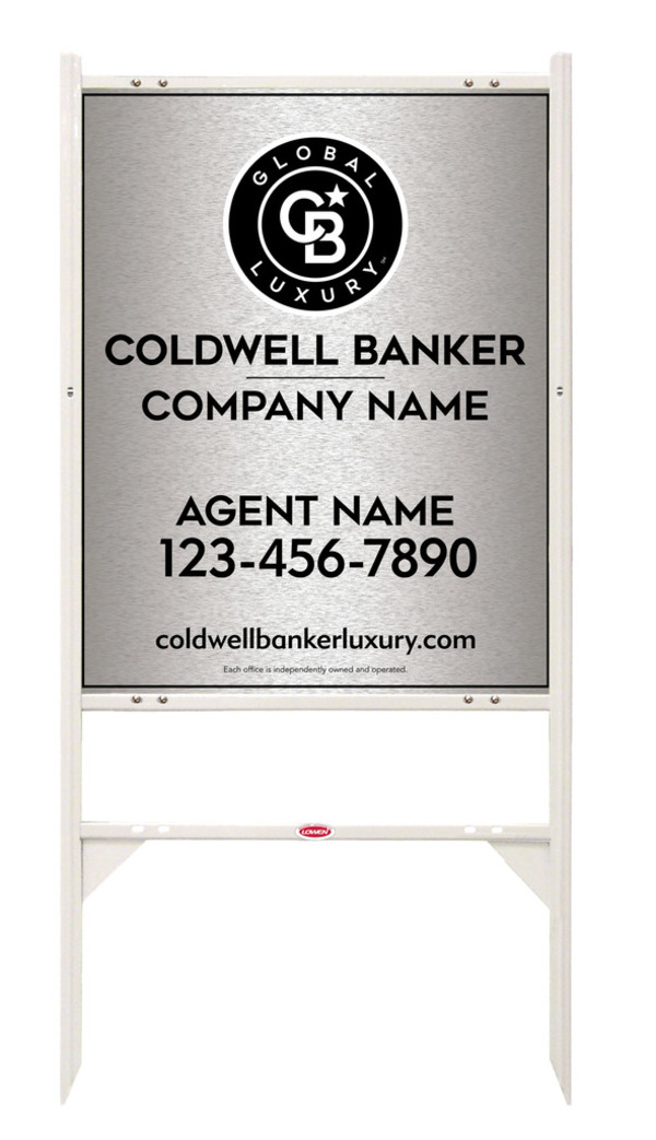 Angle Iron Frame and Agent Sign Panel Unit, 30h x 24w, Brushed Aluminum Composite