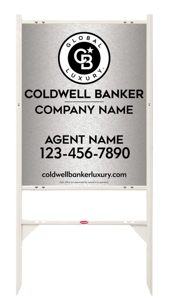 Angle Iron Frame and Agent Sign Panel Unit, 30h x 24w, Brushed Aluminum Composite