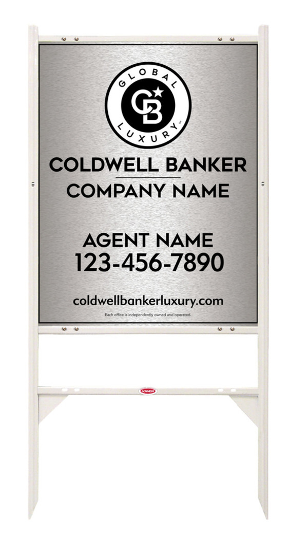 Angle Iron Frame and Agent Sign Panel Unit, 30h x 24w, Brushed Aluminum Composite