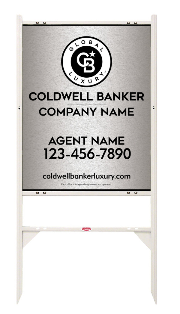 Angle Iron Frame and Agent Sign Panel Unit, 30h x 24w, Brushed Aluminum Composite
