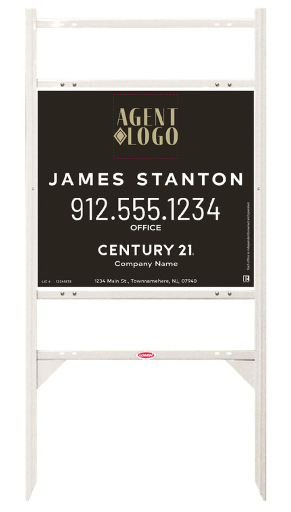 Thor Frame Unit 22x24 Steel Agent Logo Centric White - Century 21 | Lowen Sign