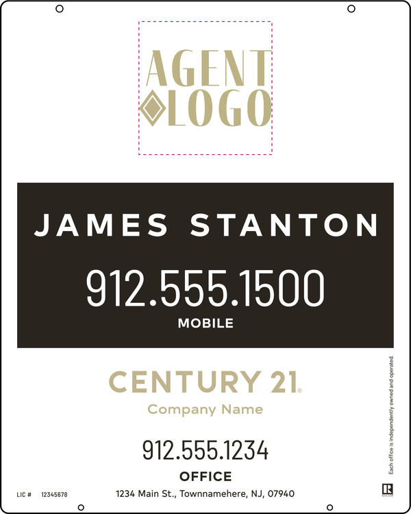 Aluminum Composite Agent Logo Centric Hanging Panel 30x24 - C21