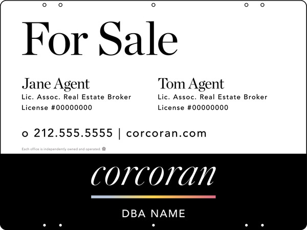 Two Agent Name Sign Panel, 18h x 24w, Steel