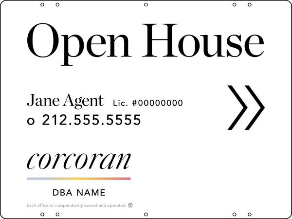 Directional Agent Open House Sign Panel, 18h x 24w, Steel