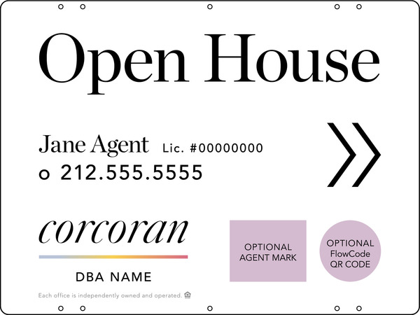 Directional Agent Open House w Logo & QR Flowcode Sign Panel, 18h x 24w, Steel