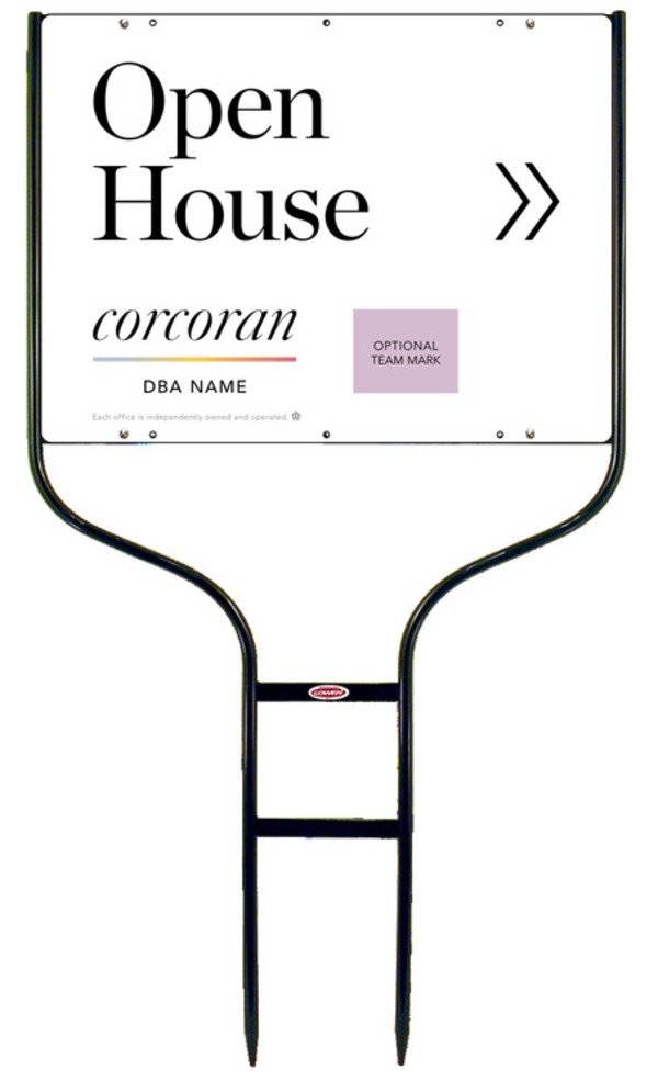 Directional Round Rod Frame and Office Open House w Team Logo Sign Panel Unit, 18h x 24w,Steel