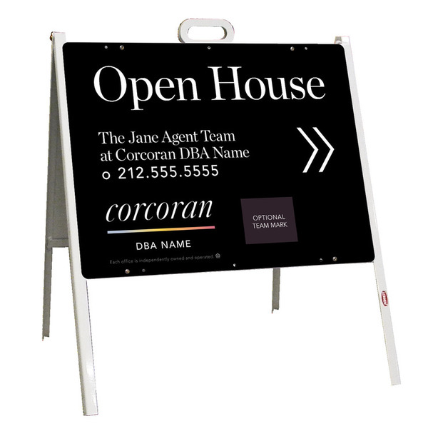 Directional Team Name Open House w Team Logo A-Frame and Sign Panel Unit, 18h x 24w, Steel