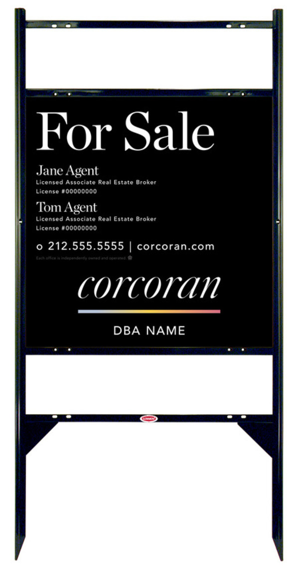 Angle Iron Frame w 2 Rider Inserts and Two Agent Name Sign Panel Unit, 24h x 24w, 3MM Aluminum Composite