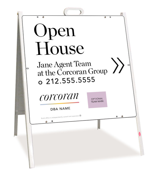Directional Team Name Open House w Team Logo A-Frame and Sign Panel Unit, 24h x 24w, Steel