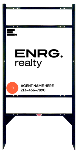 Angle Iron Frame w 2 Rider Inserts and Agent Name Sign Panel Unit, 24h x 24w, Steel