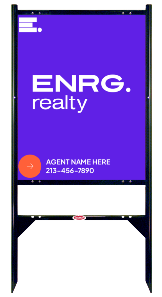 Angle Iron Frame w 1 Rider Inserts and Agent Name Sign Panel Unit, 30h x 24w, Steel