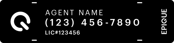 Agent Name w License Number Sign Rider, 6h x 24w, Steel