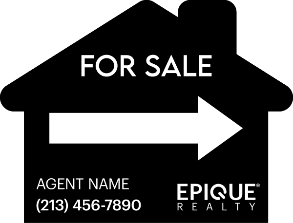 Directional Agent For Sale house shape sign Panel, 18h x 24w, 4mm Corrugated Plastic