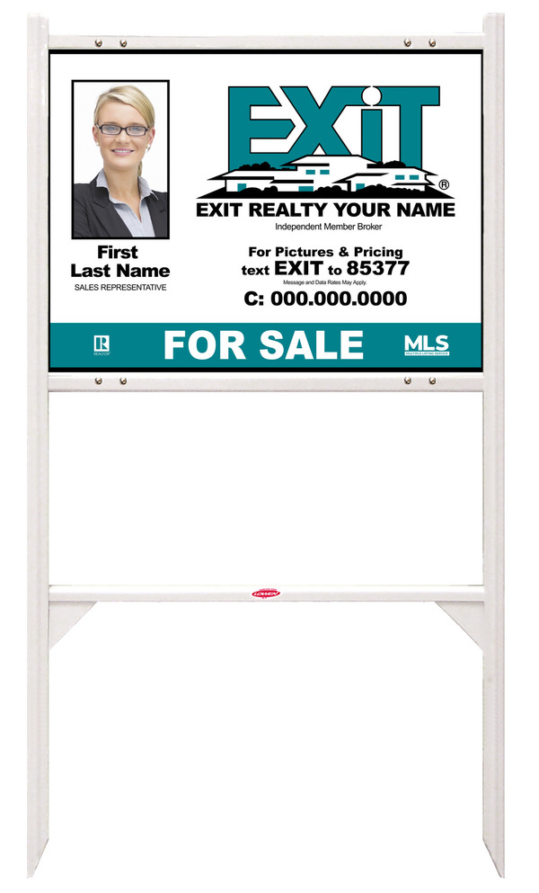 White Angle Iron Frame and Photo Sign Panel Unit, 18h x 24w