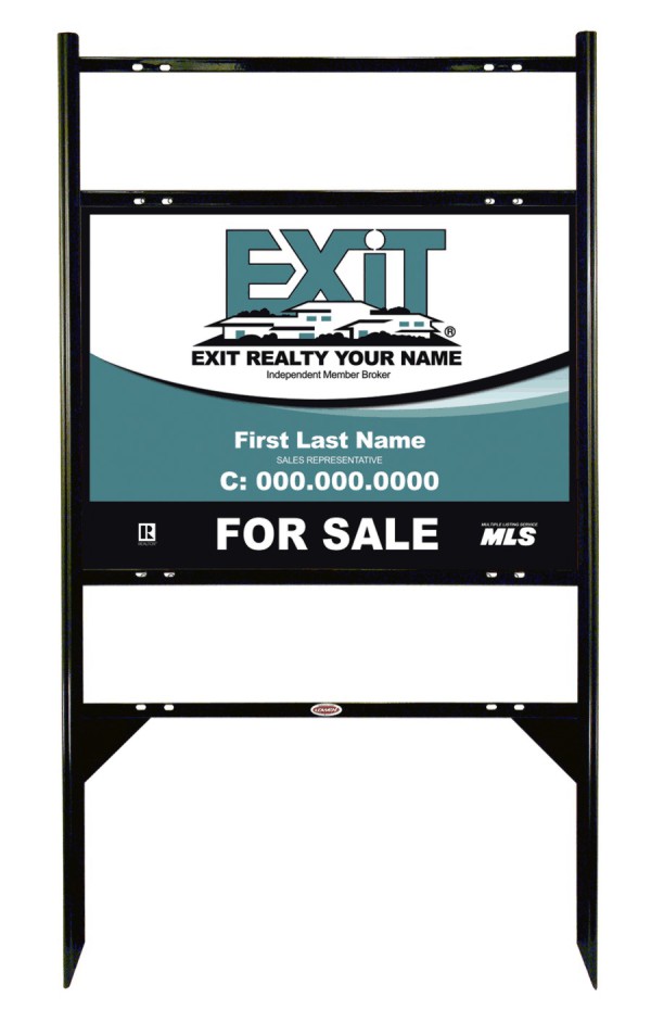 Black Angle Iron Sign Frame and Panel with Two Rider Inserts, 18h x 24w