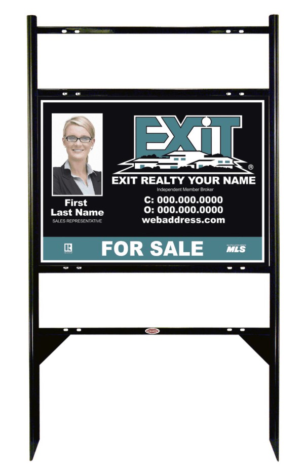 Black Angle Iron Sign Unit w2 Rider Inserts, 18h x 24w