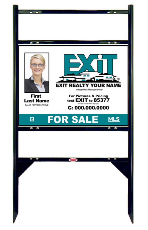 Angle Iron Black Frame with Two Rider Inserts and Photo Sign Panel Unit, 18h x 24w