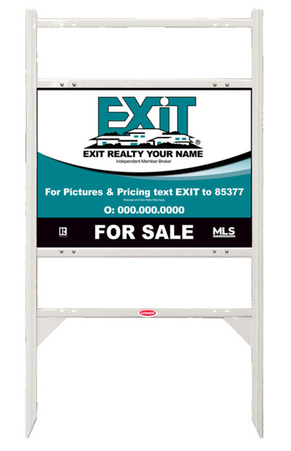 Angle Iron White Frame with Two Rider Inserts and Sign Panel Unit, 18h x 24w