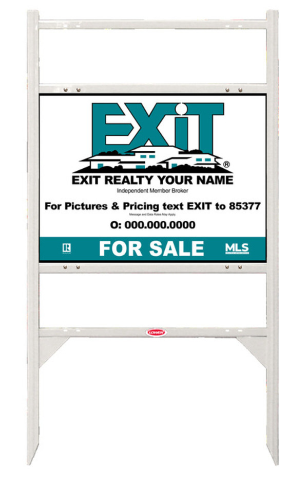 Angle Iron White Frame with Two Rider Inserts and Sign Panel Unit, 18h x 24w