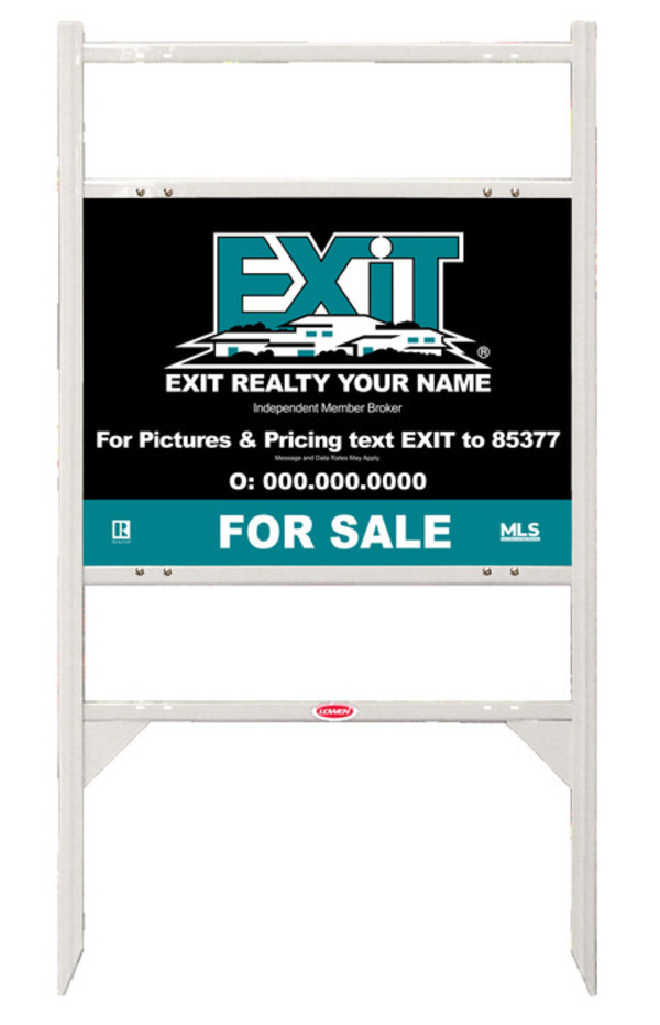 Angle Iron White Frame with Two Rider Inserts and Sign Panel Unit, 18h x 24w