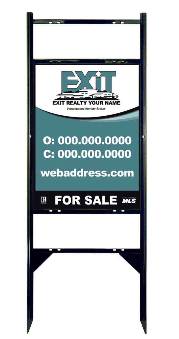 Black Angle Iron Sign Unit w2 Rider Inserts, 24h x 18w