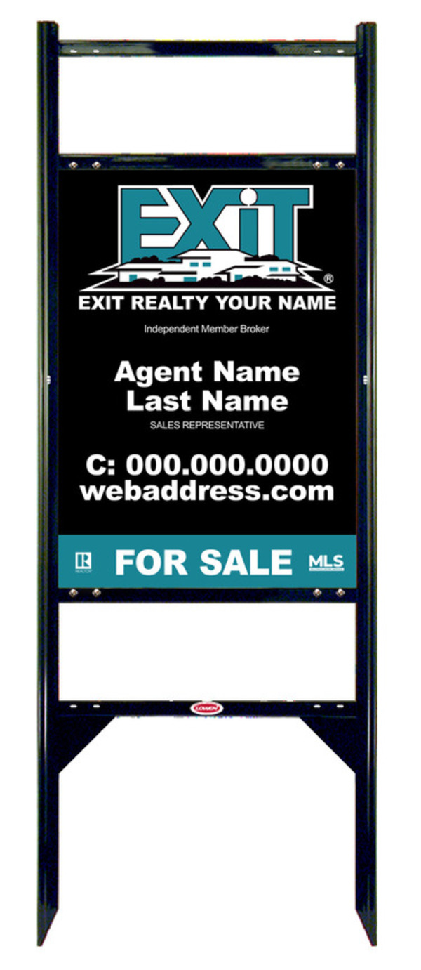 Black Angle Iron Sign Unit w2 Rider Inserts, 24h x 18w