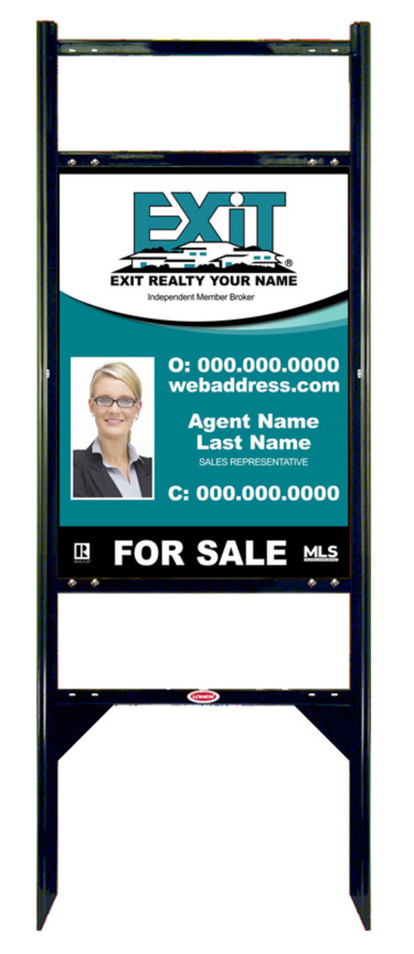 Black Angle Iron Sign Unit w2 Rider Inserts, 24h x 18w