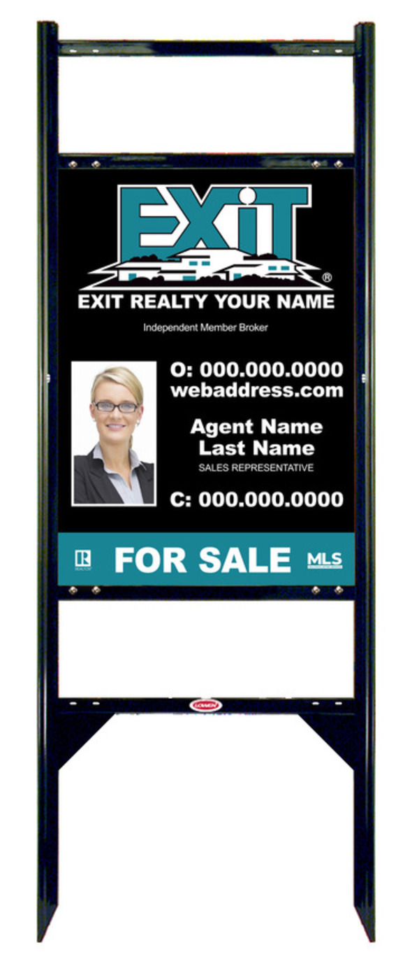 Black Angle Iron Sign Unit w2 Rider Inserts, 24h x 18w