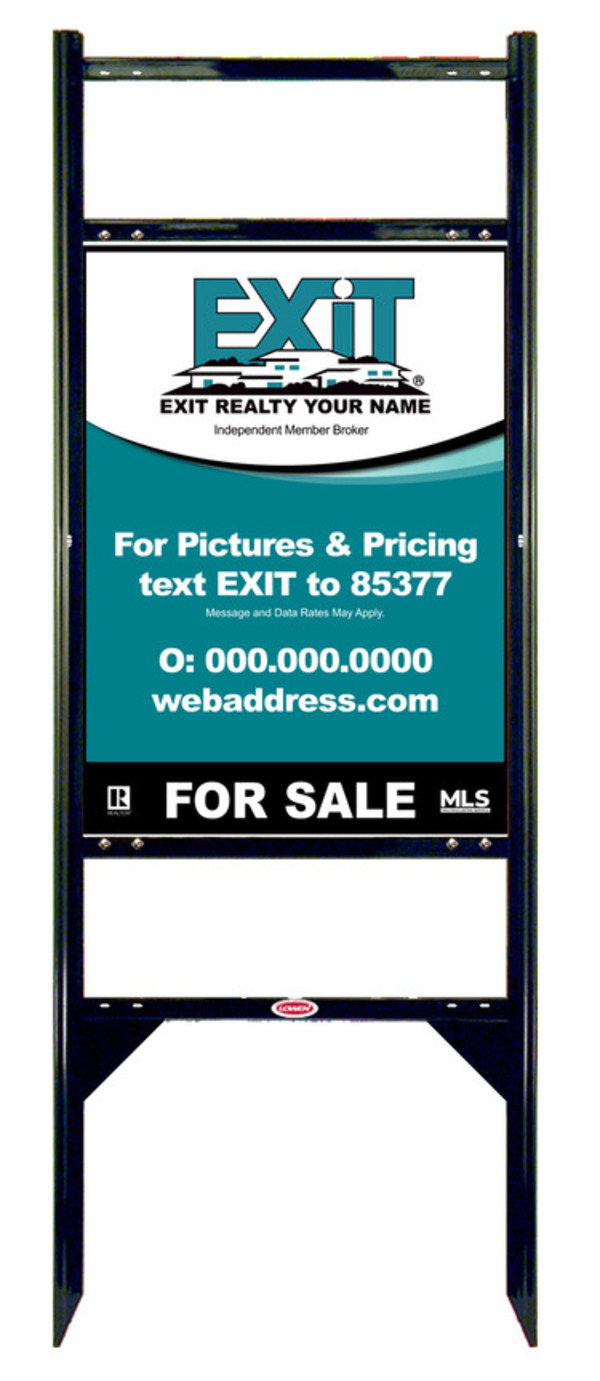 Angle Iron Black Frame with Two Rider Inserts and Sign Panel Unit, 24h x 18w