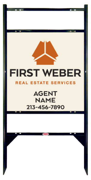 Angle Iron Frame w 2 Rider Inserts and Agent Name Sign Panel Unit, 24h x 24w, Steel