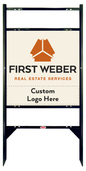 Angle Iron Frame w 2 Rider Inserts and Logo Sign Panel Unit, 24h x 24w, Steel