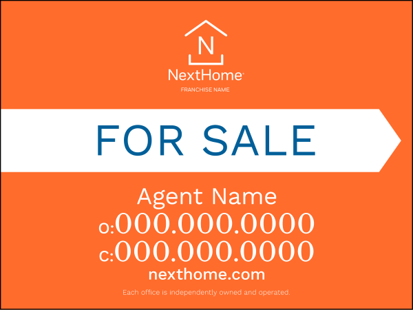 Directional  Agent For Sale Sign Panel, Corrugated 4mm, 18h x 24w