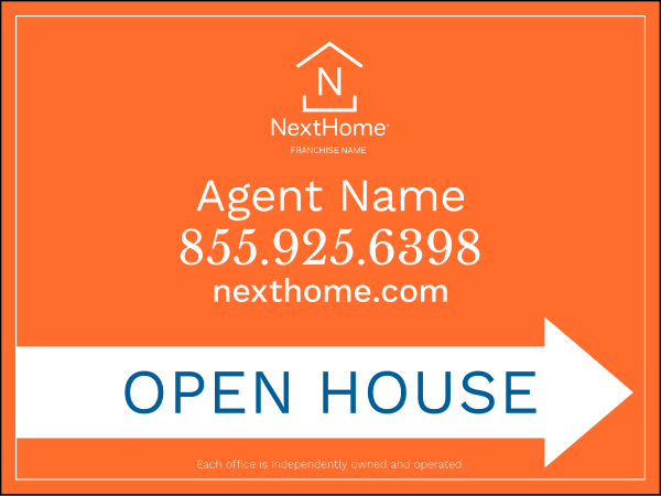 Directional Open House Sign Panel, Corrugated 4mm, 18h x 24w