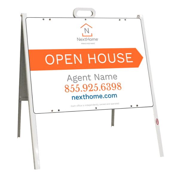 A-Frame and Agent Open House Sign Panel Unit, 18h x 24w, Steel