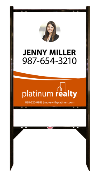 Reflective Angle Iron Frame with One Rider Insert and Sign Panel Unit, 30h x 24w