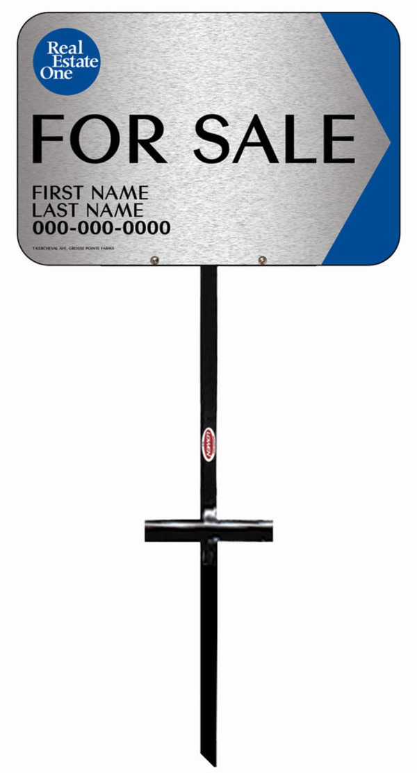 T-Stake and Agent For Sale Sign Panel Unit, 12h x 18w, 3MM Brushed Aluminum Composite