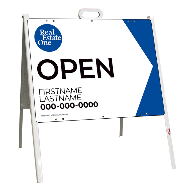 A-frame and Agent Open Sign Panel Unit, 18h x 24w, Steel