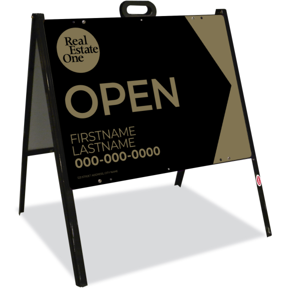 A-frame and Agent Open Sign Panel Unit, 18h x 24w, Steel