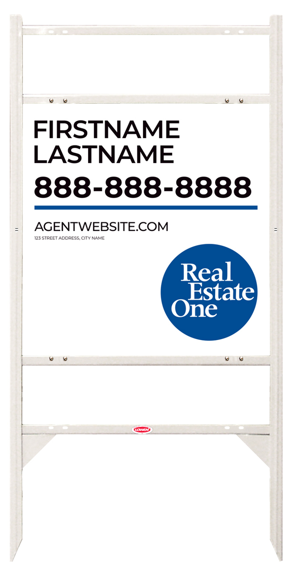 Reflective Angle Iron Frame w 2 Rider Inserts and Agent Name Sign Panel Unit, 24h x 24w, .040 Aluminum