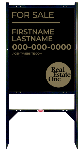 Angle Iron Frame w 1 Rider Inserts and Agent Name Sign Panel Unit, 30h x 24w, Steel